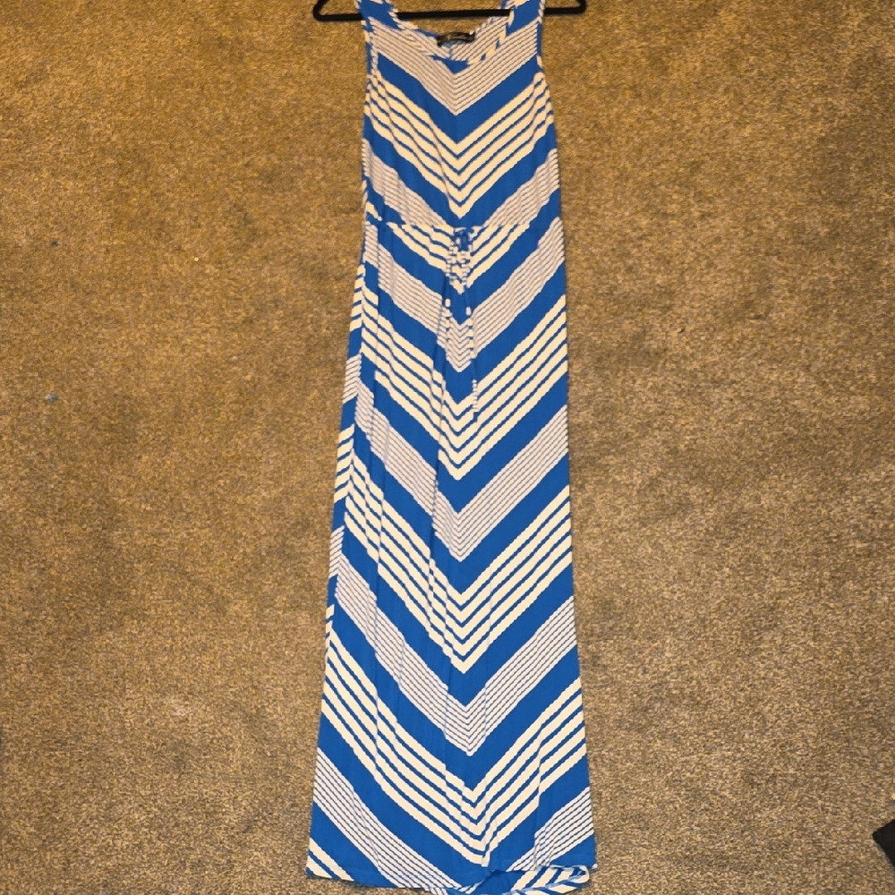 Striped Blue and White Maxi Dress